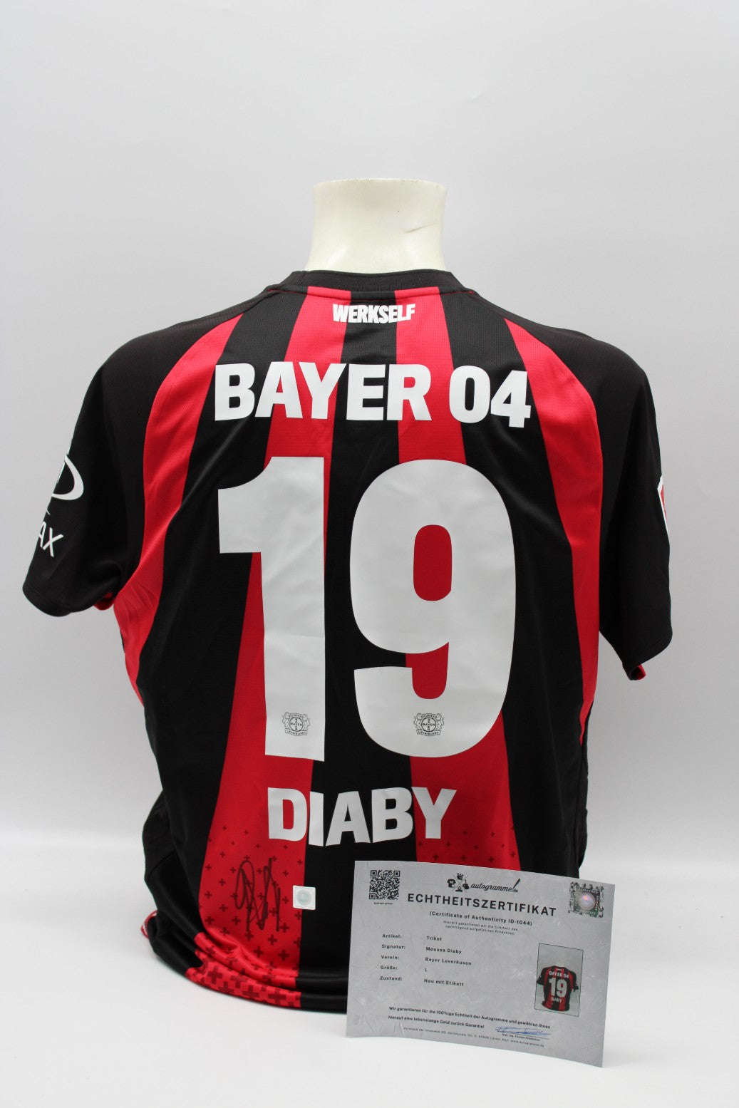 Bayer Leverkusen 2026/2027 Trikot Moussa Diaby signiert Autogramm zertifiziert L