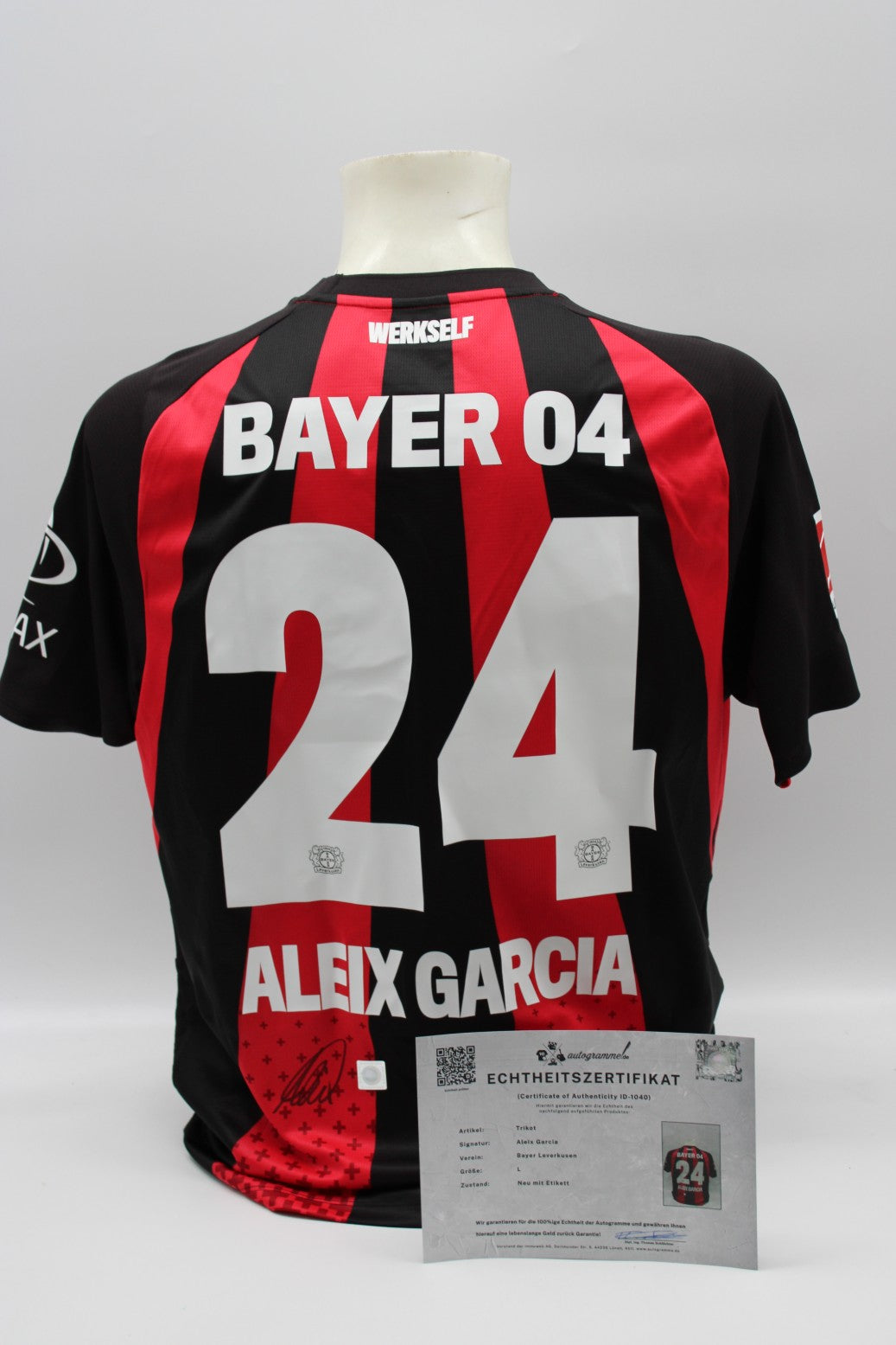 Bayer Leverkusen 2026/2027 Trikot Aleix Garcia signiert Autogramm zertifiziert L