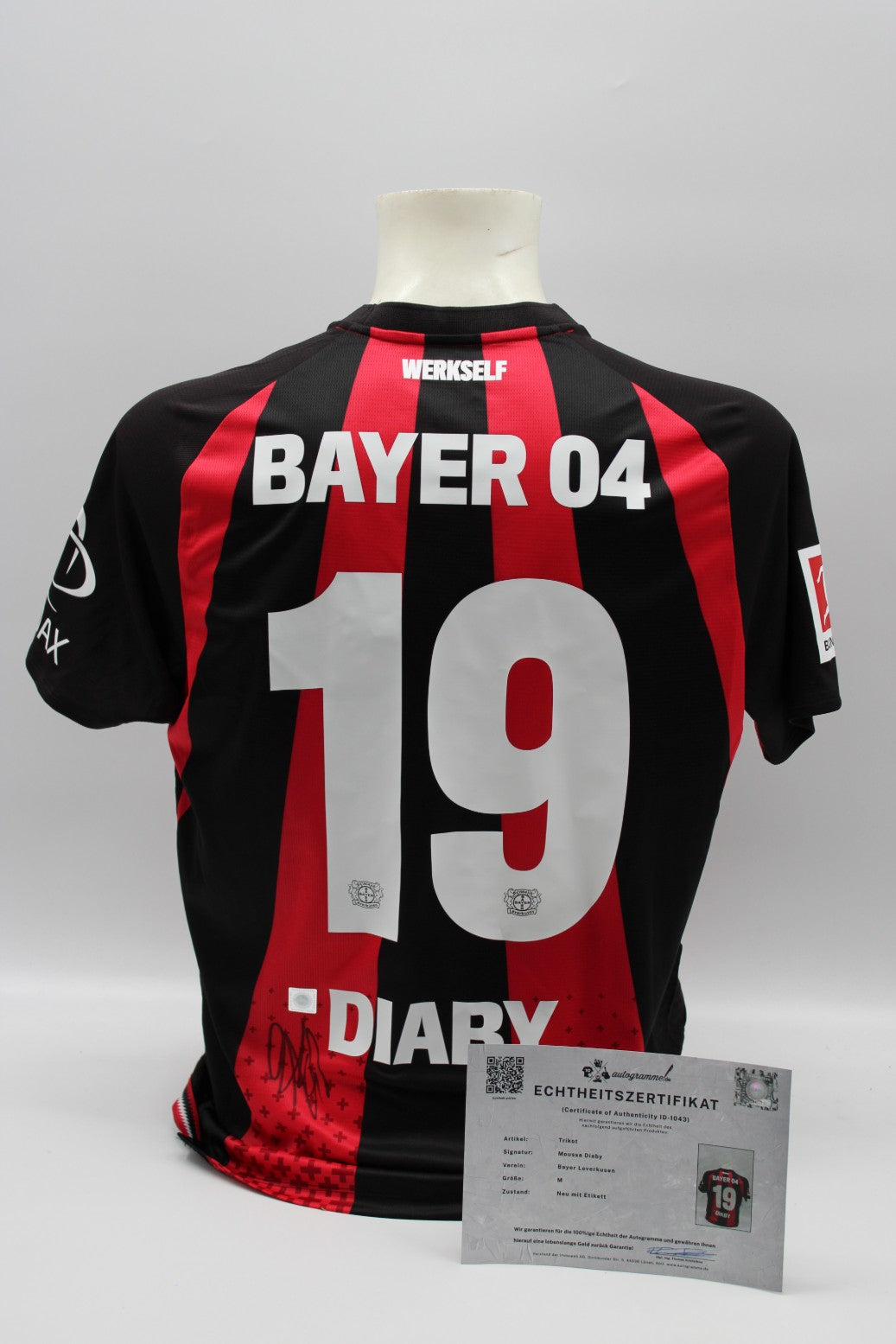 Bayer Leverkusen 2026/2027 Trikot Moussa Diaby signiert Autogramm zertifiziert M