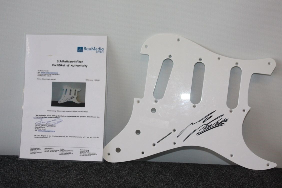 Guitar plate, Max Mutzke signed, collect autograph music charts, new guitar