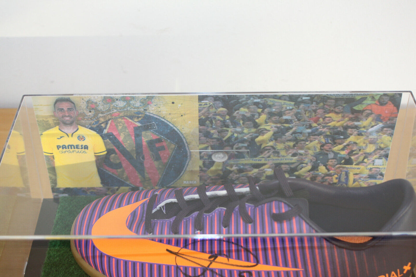 Fußballschuh Paco Alcacer signiert Villareal Spanien La Liga Fußball Nike Neu