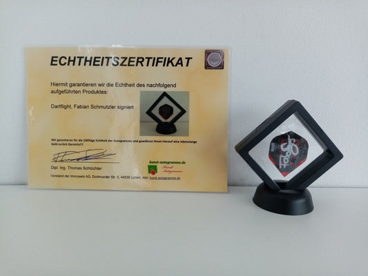 Dartflight Fabian Schmutzler signiert Darts COA Neu Flight