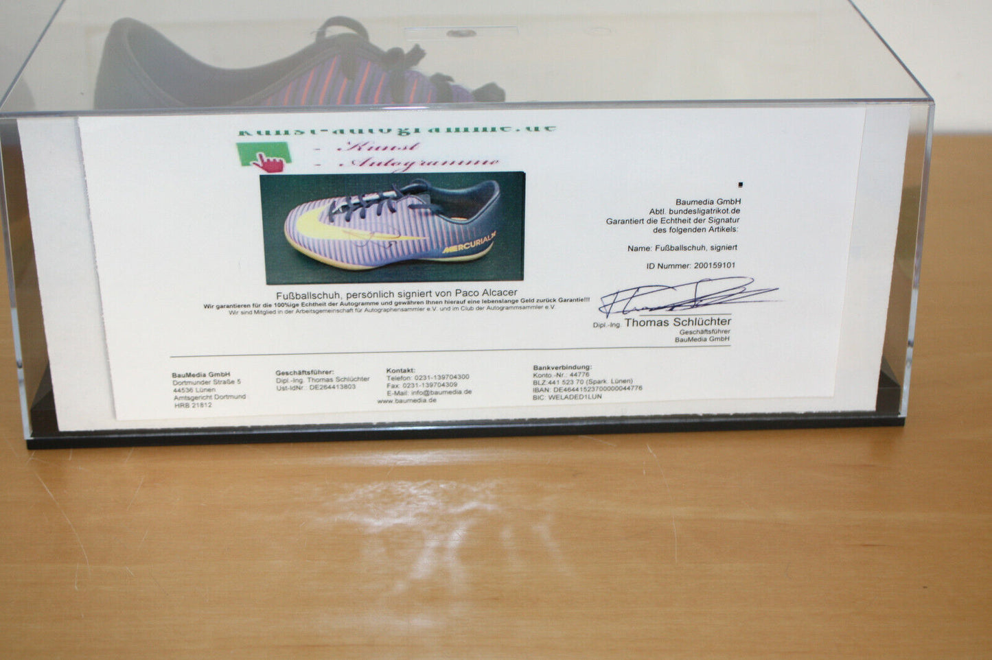 Fußballschuh Paco Alcacer signiert Villareal Spanien La Liga Fußball Nike Neu