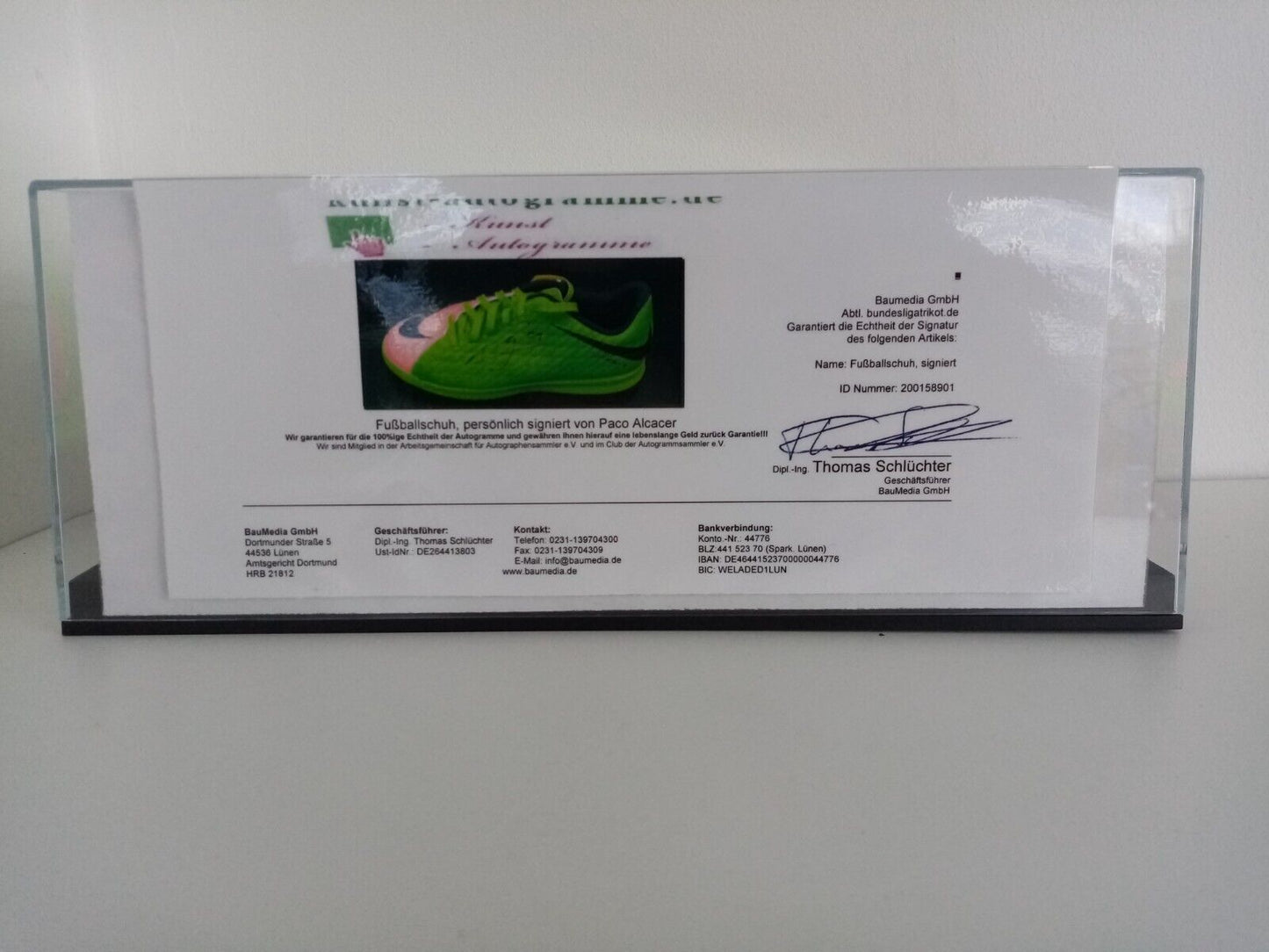 Fußballschuh Paco Alcacer signiert Villareal Spanien La Liga Fußball Nike Neu