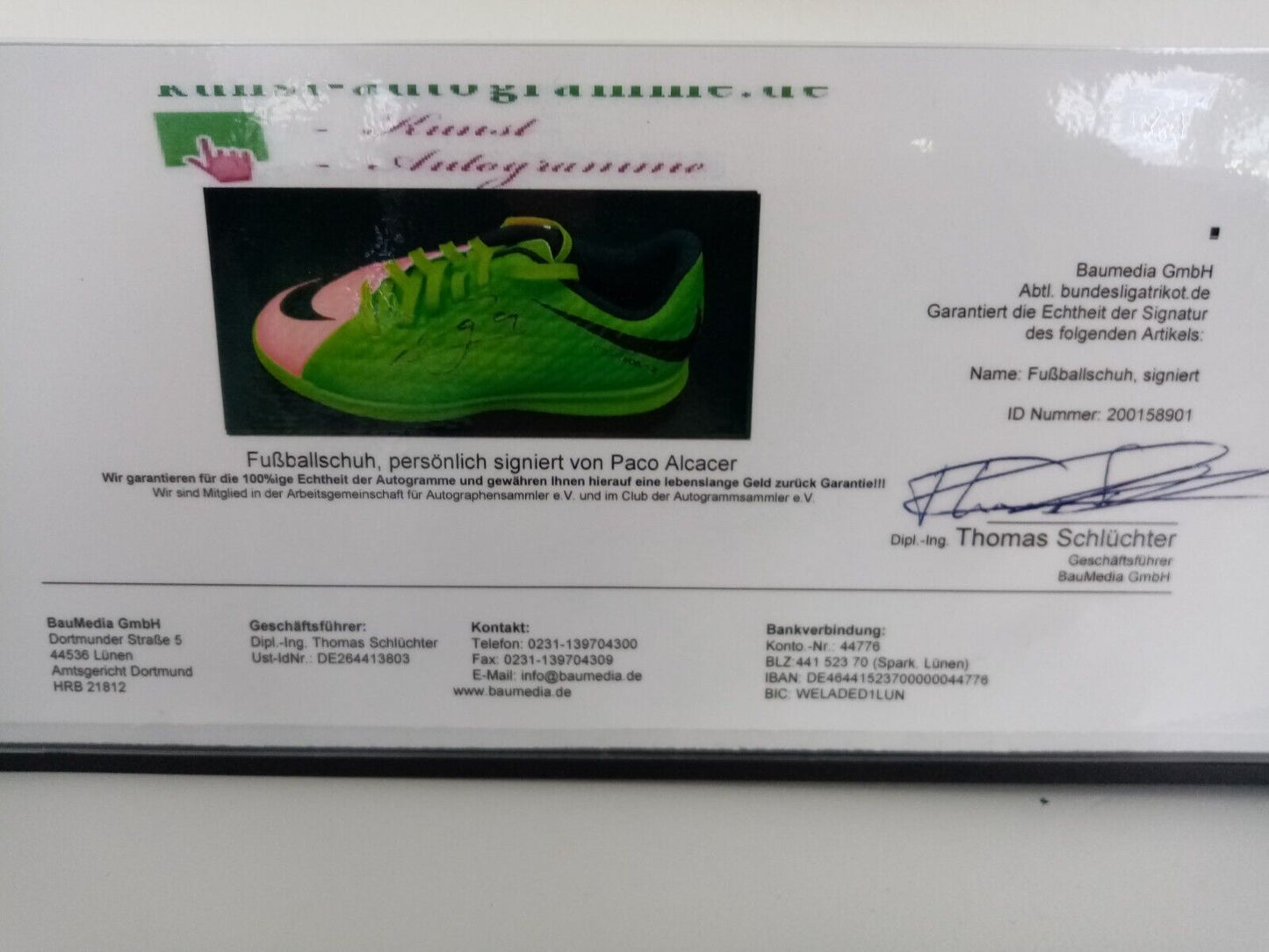 Fußballschuh Paco Alcacer signiert Villareal Spanien La Liga Fußball Nike Neu