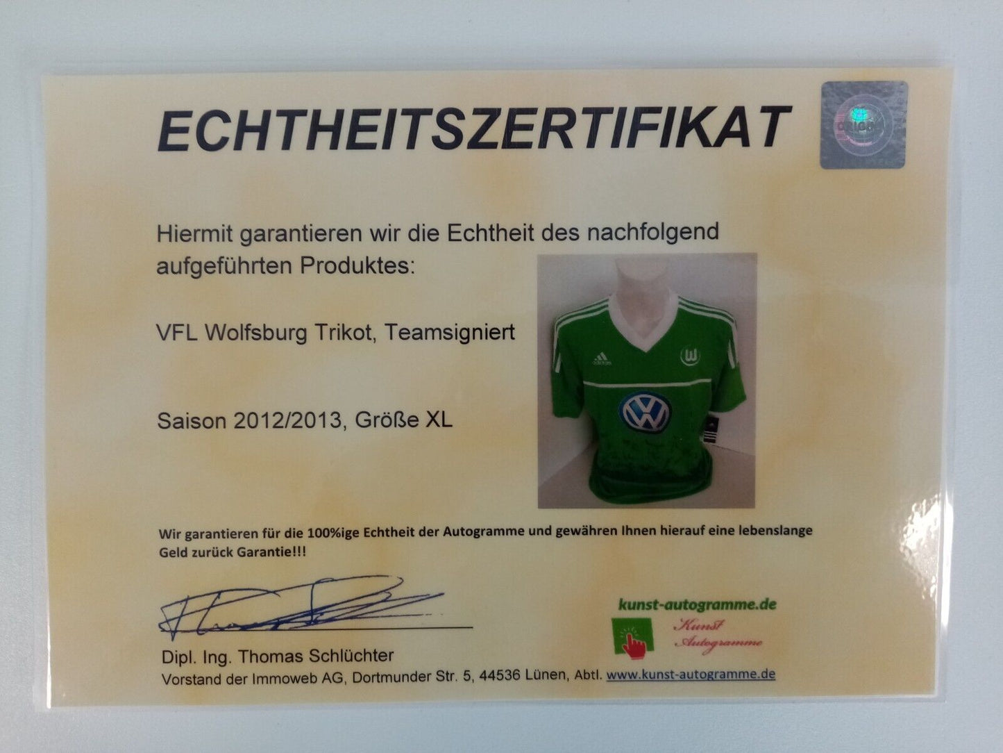 VFL Wolfsburg Trikot 2012/2013 Teamsigniert Wölfe Autogramm Adidas Bundesliga XL