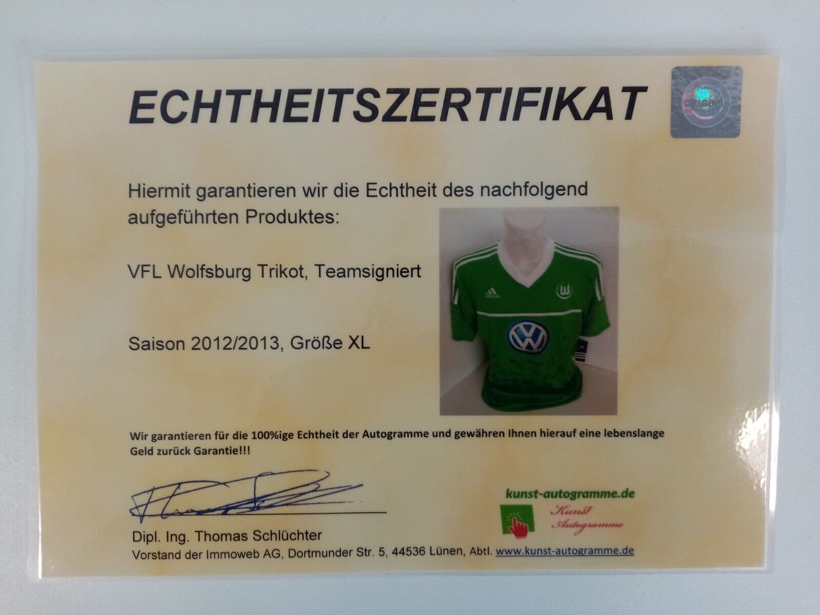 VfL Wolfsburg jersey 2012/2013 team signed wolves autograph adidas bundesliga XL