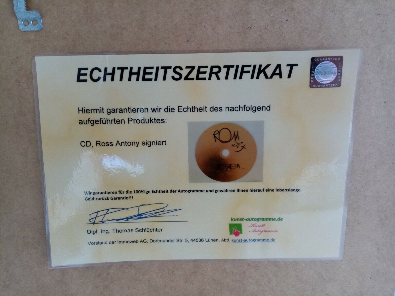 CD / Rohling Ross Antony signed with album as part of autograph music new charts