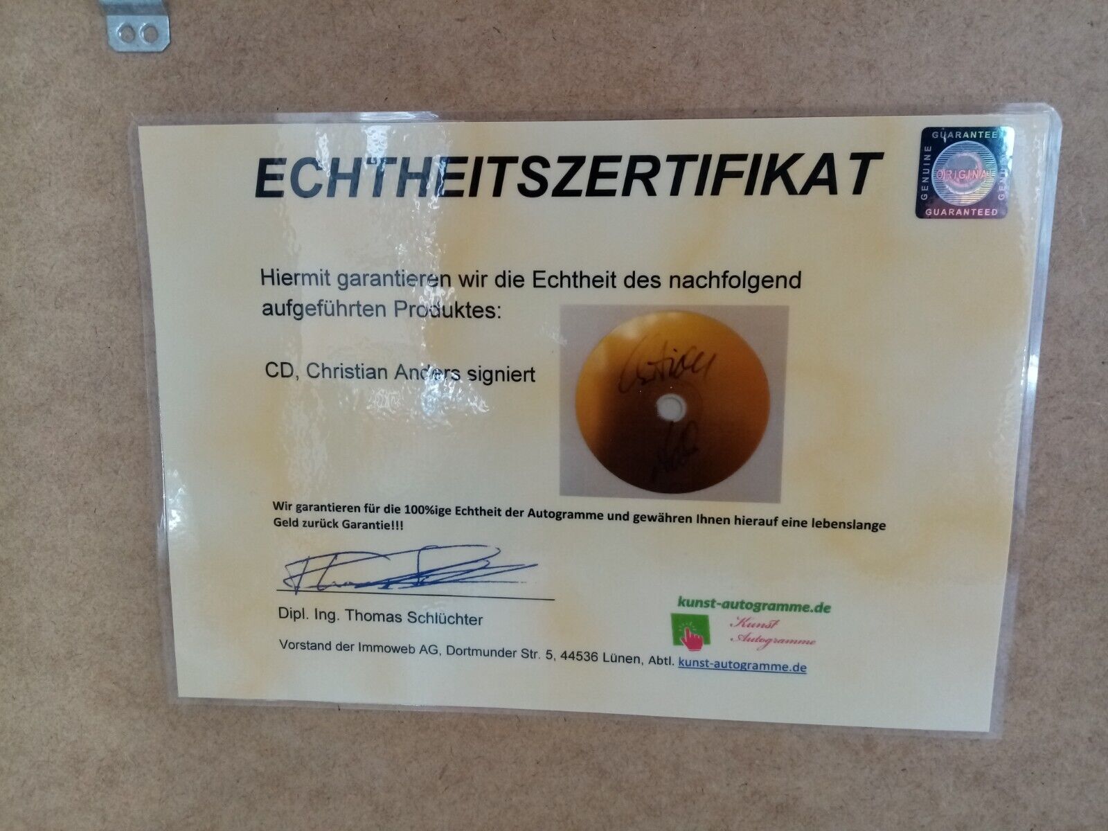 CD / Rohling Christian Anders Signed with album as part of Autogram New Music Music