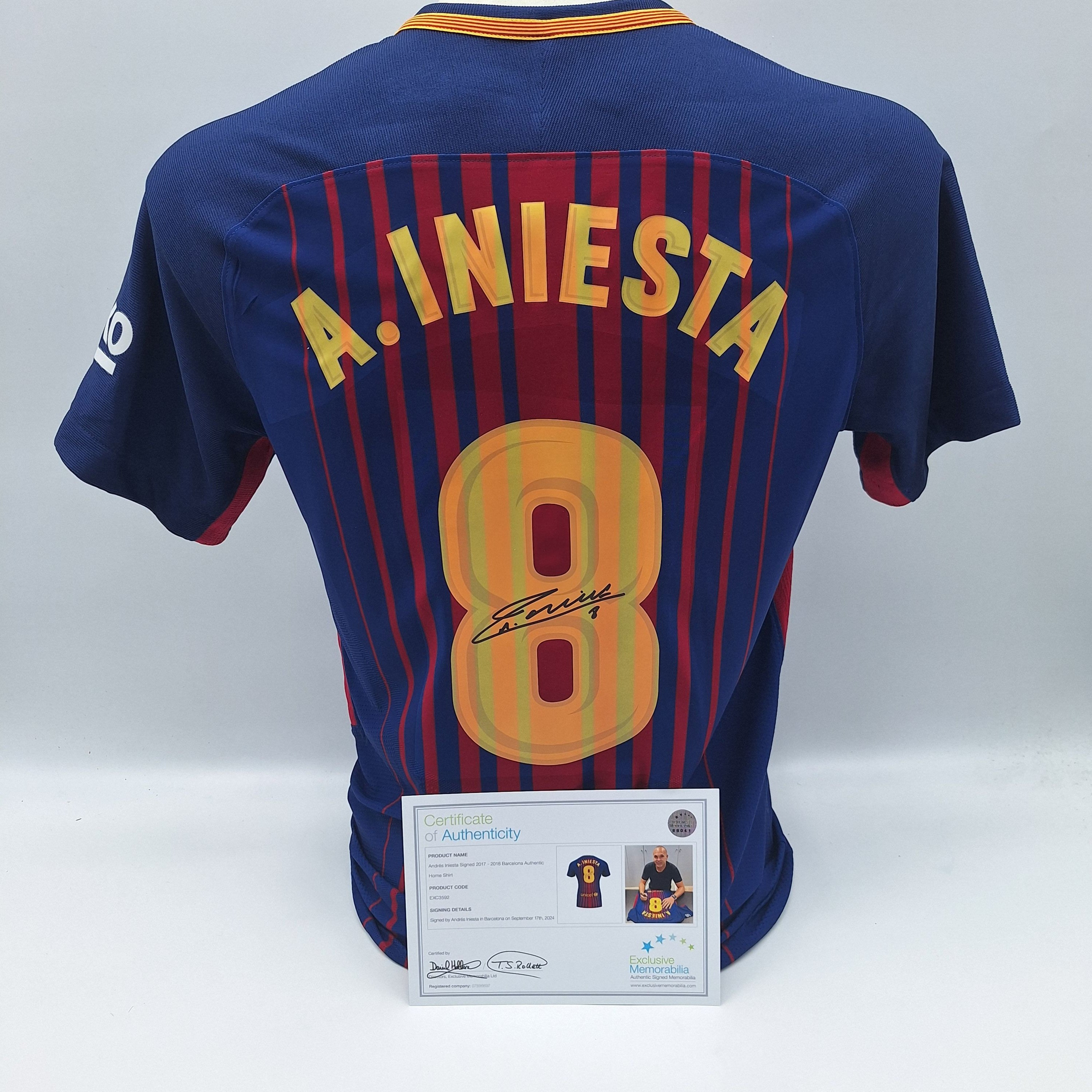FC Barcelona Trikot Andres Iniesta signiert Autogramm LaLiga Nike COA neu S