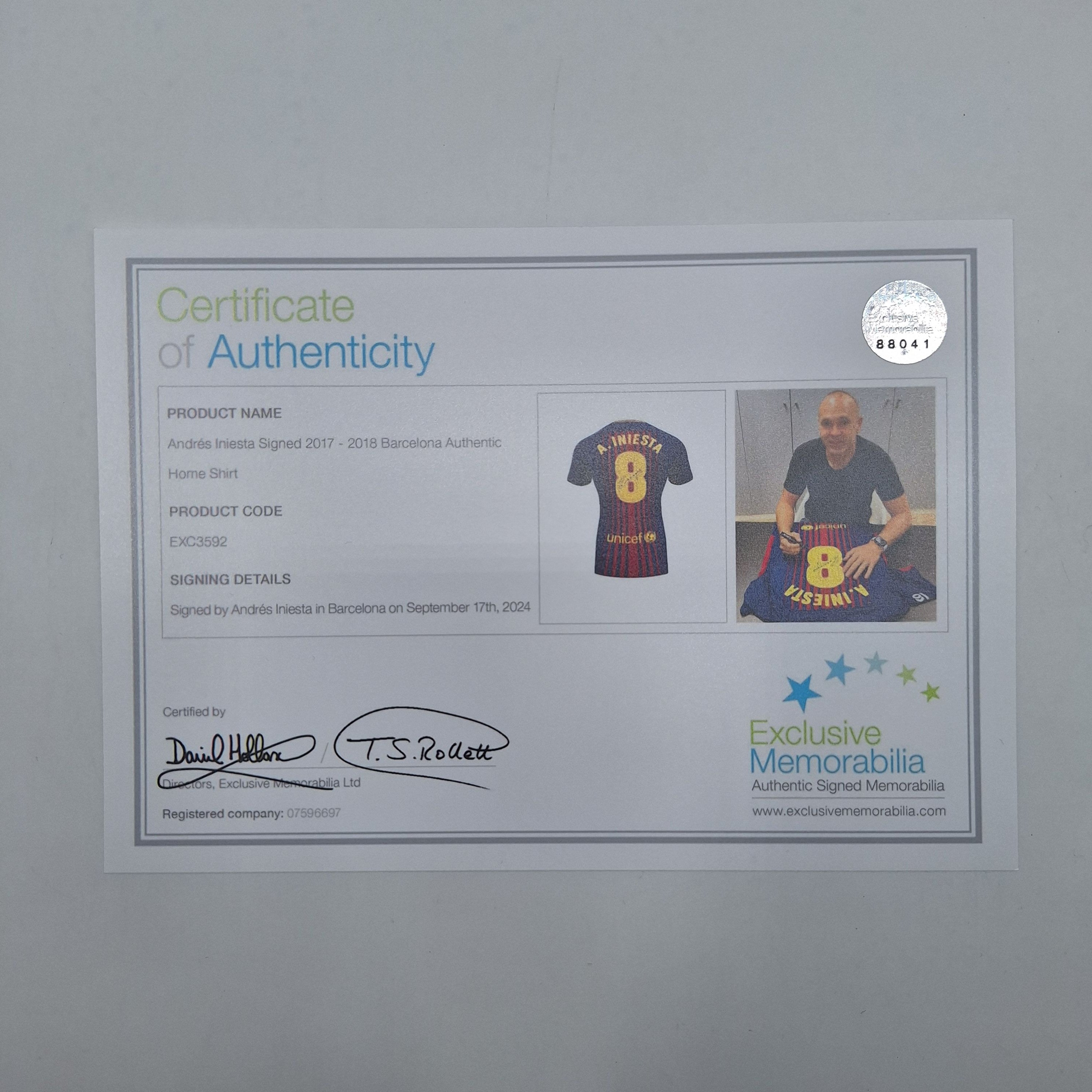 FC Barcelona Trikot Andres Iniesta signiert Autogramm LaLiga Nike COA neu S