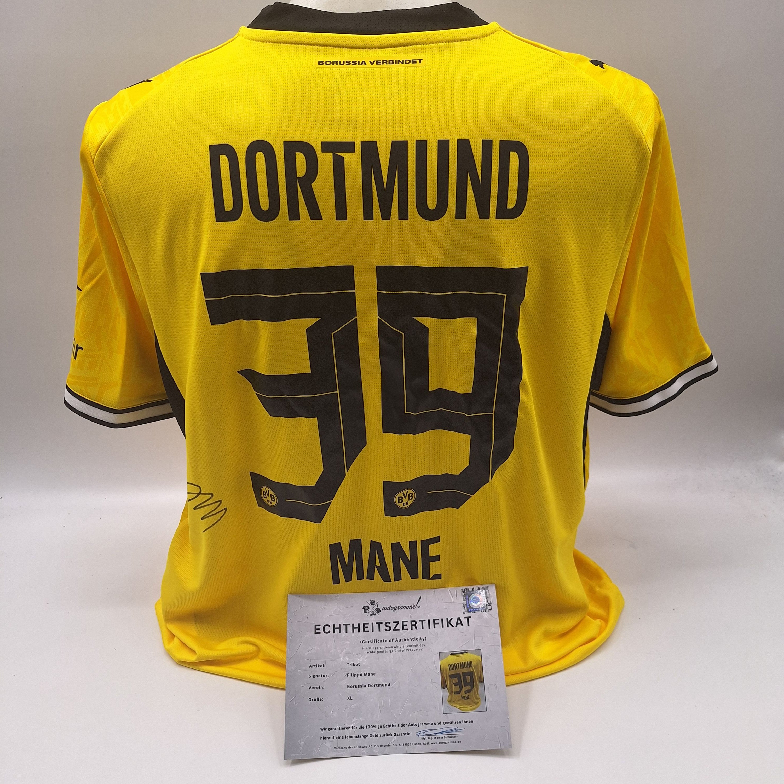 Borussia Dortmund Trikot Filippo Mané signiert BVB Puma XL