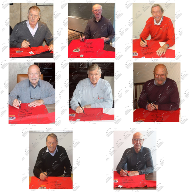 England Repro Trigot WM 1966 + frame team signed autograph Hurst Charlton Coa