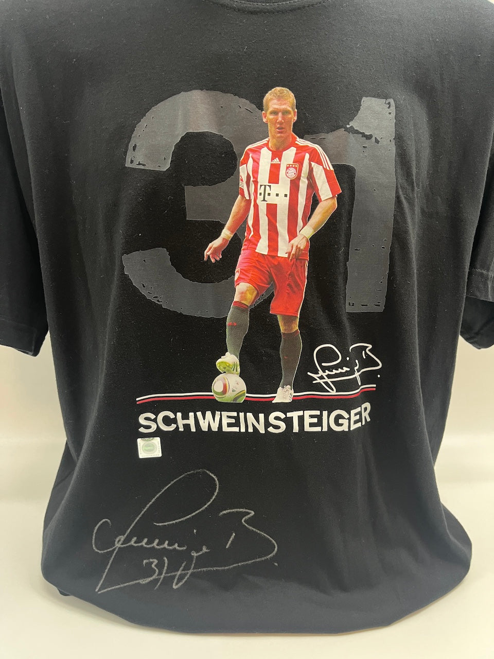 Bayern München T-Shirt Bastian Schweinsteiger signiert Autogramme FCB XL
