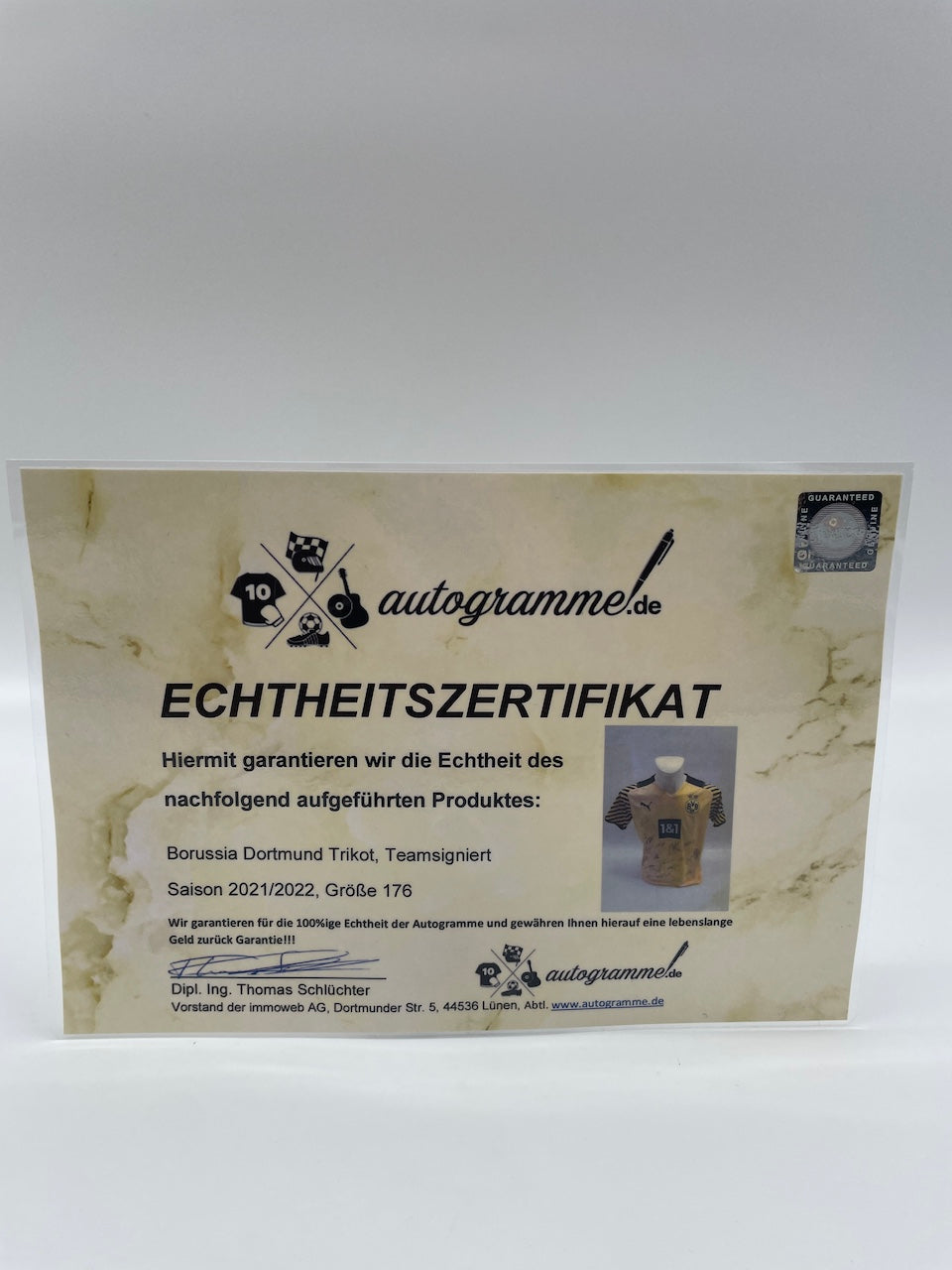 BVB Trikot 2021/2022 team signed Borussia Dortmund Coa Neu Puma 176