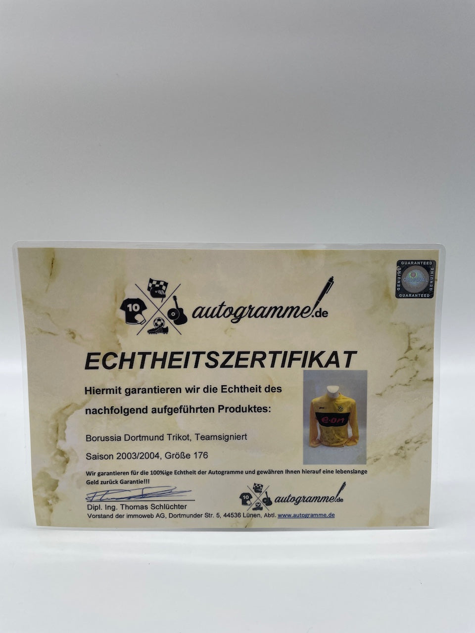 BVB Trikot 2003/2004 team signed Borussia Dortmund Coa Neu Gool 176