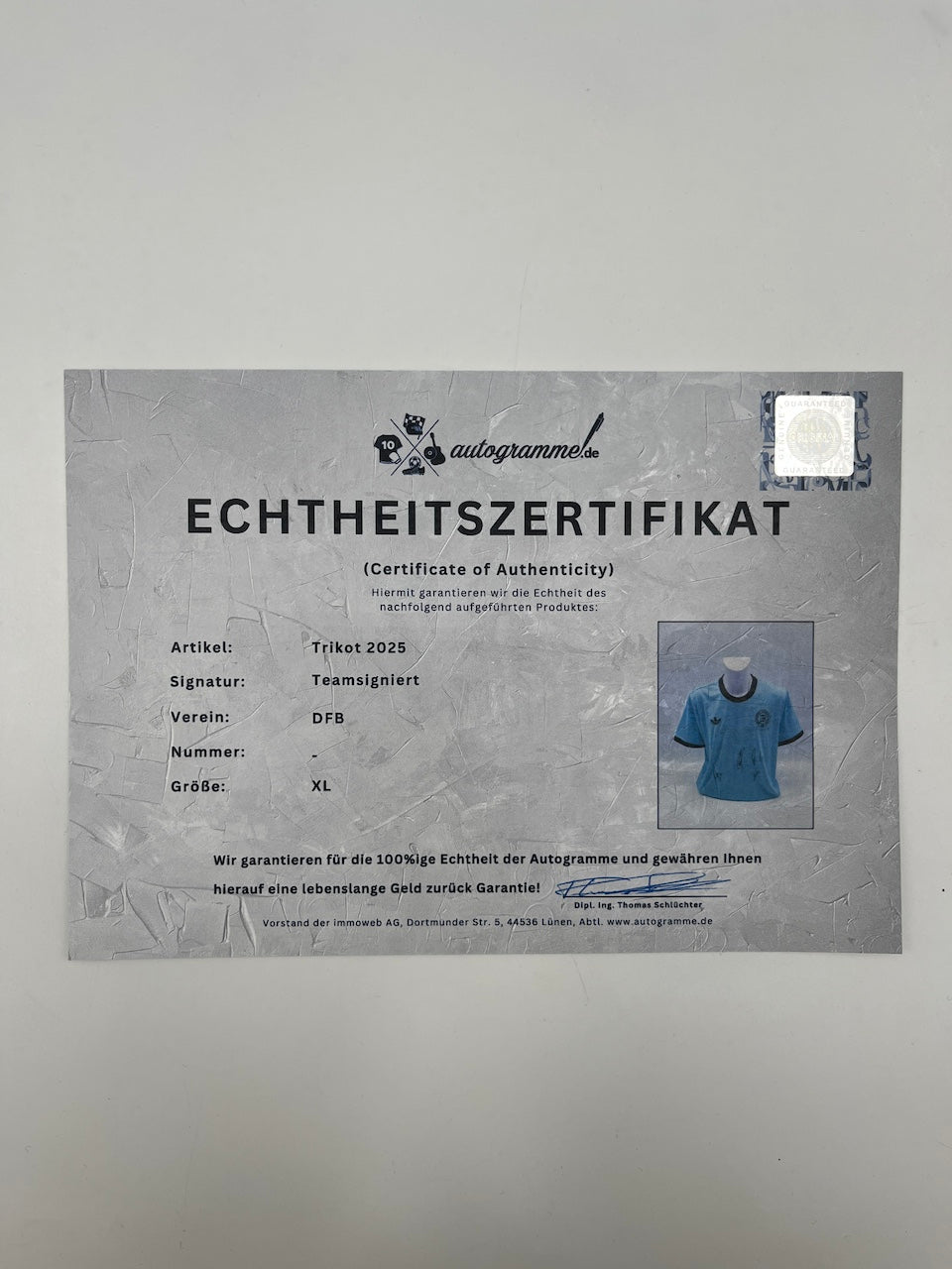 DFB jersey 2025 signed by BVB players, autographed Adidas, new, XL