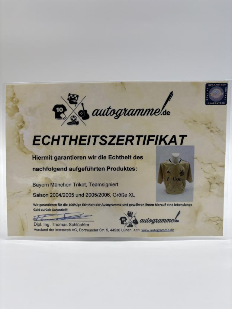 Bayern Munich Trikot 2004/2005 2005/2006 team signed COA adidas XL