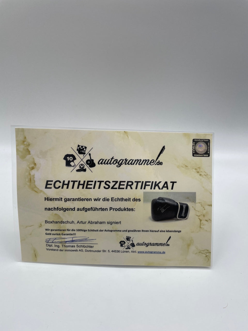 Box glove Arthur Abraham signed signature autograph boxes COA