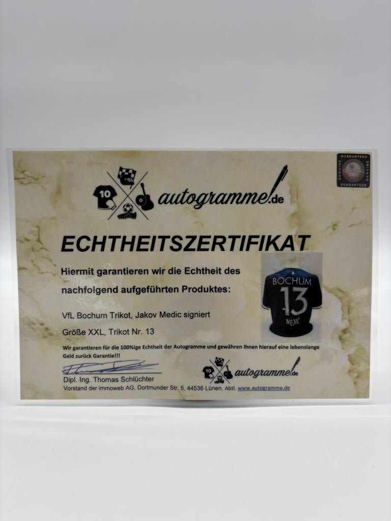 VfL Bochum jersey Jakov Medic signed Bundesliga Mizuno Coa XXL