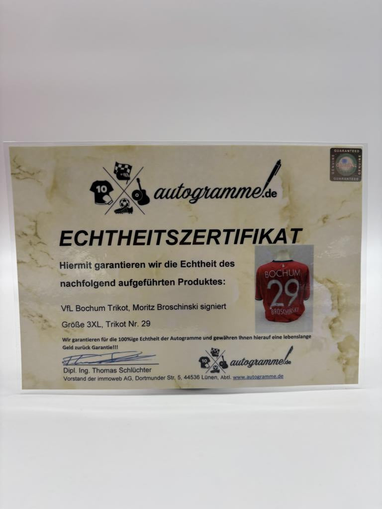 VfL Bochum jersey Moritz Broschinski signed Bundesliga Mizuno Coa 3xl