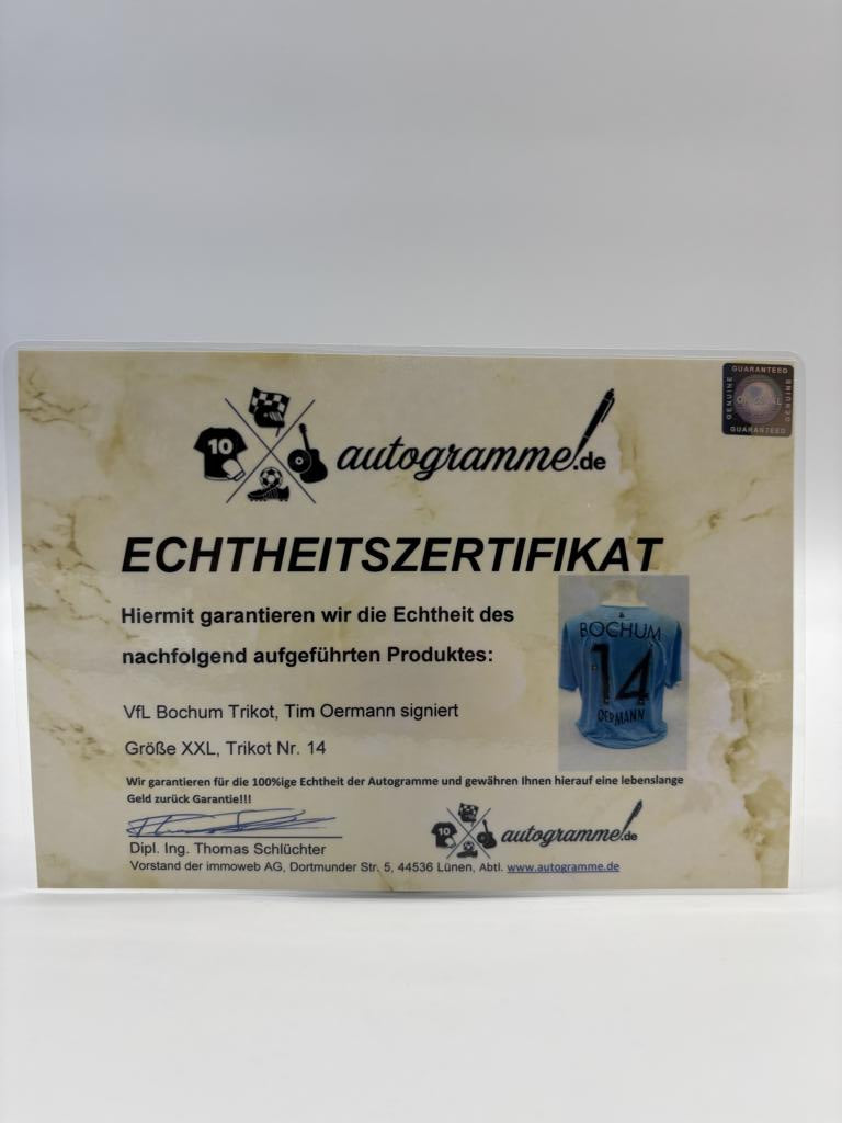 VfL Bochum Trikot Tim Oermann signed Bundesliga Mizuno Coa XXL