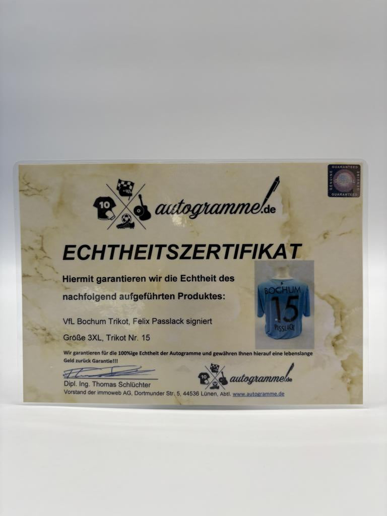 VfL Bochum jersey Felix Passlack signed Bundesliga Mizuno Coa 3xl