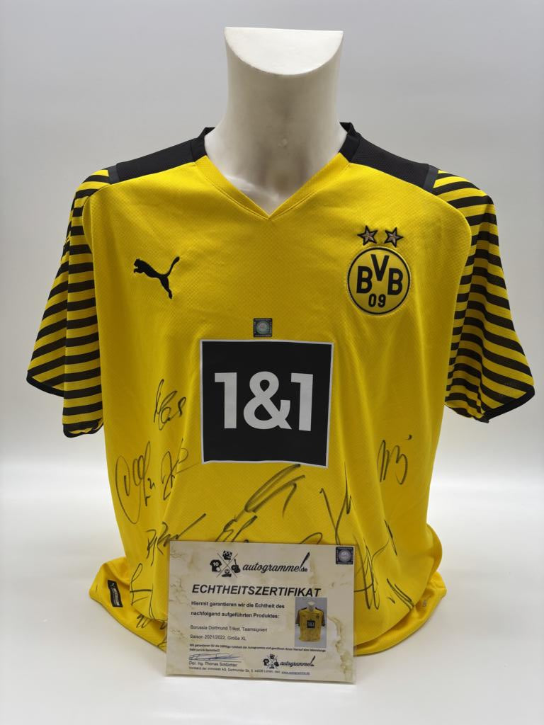 BVB Trikot 2021/2022 team signed Borussia Dortmund Coa Neu Puma XL