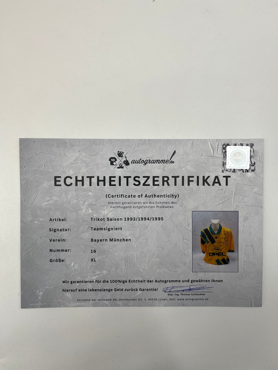 Bayern München Trikot 1993/1994/1995 Teamsigniert Autogramm Adidas COA XL