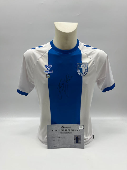FC Magdeburg Trikot Jürgen Sparwasser signiert Autogramm Hummel L