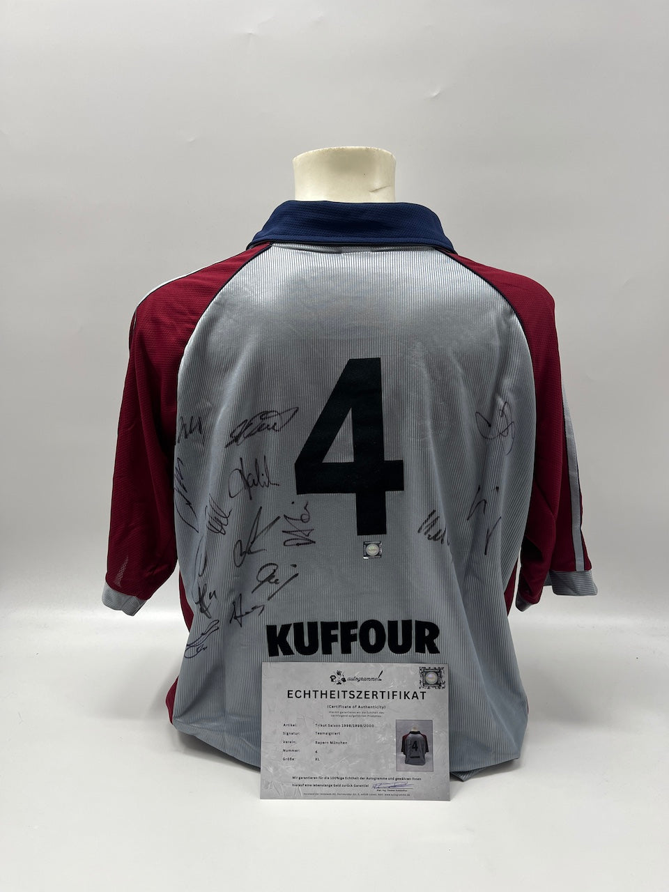 Bayern Munich jersey 1998/1999/2000, team signed, autographed, Adidas COA, XL
