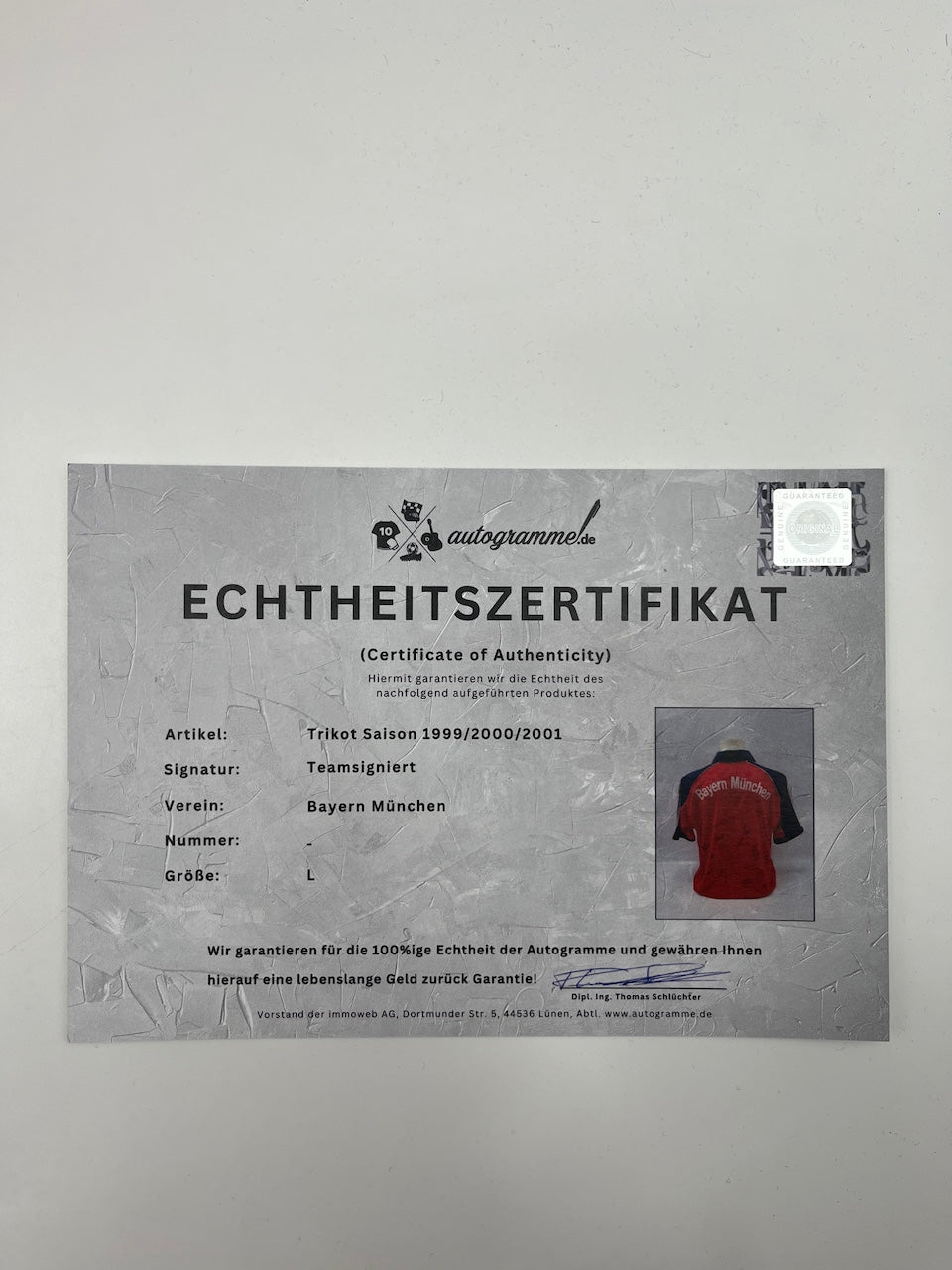 Bayern München Trikot 1999/2000/2001 Teamsigniert Autogramm Adidas COA L
