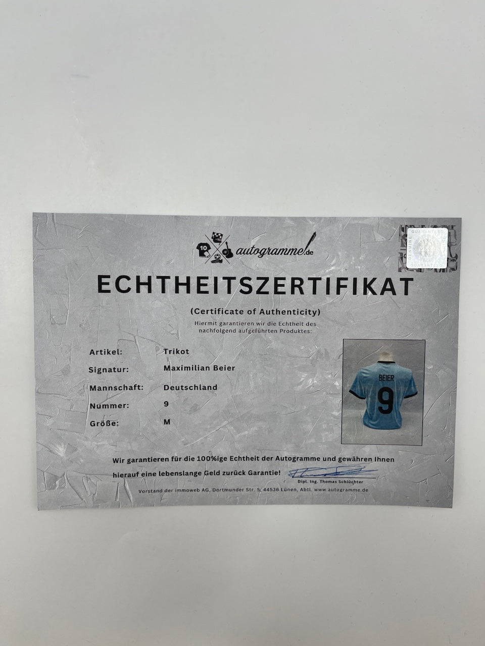 DFB Trikot Maximilian Beier signiert Autogramm Adidas COA M