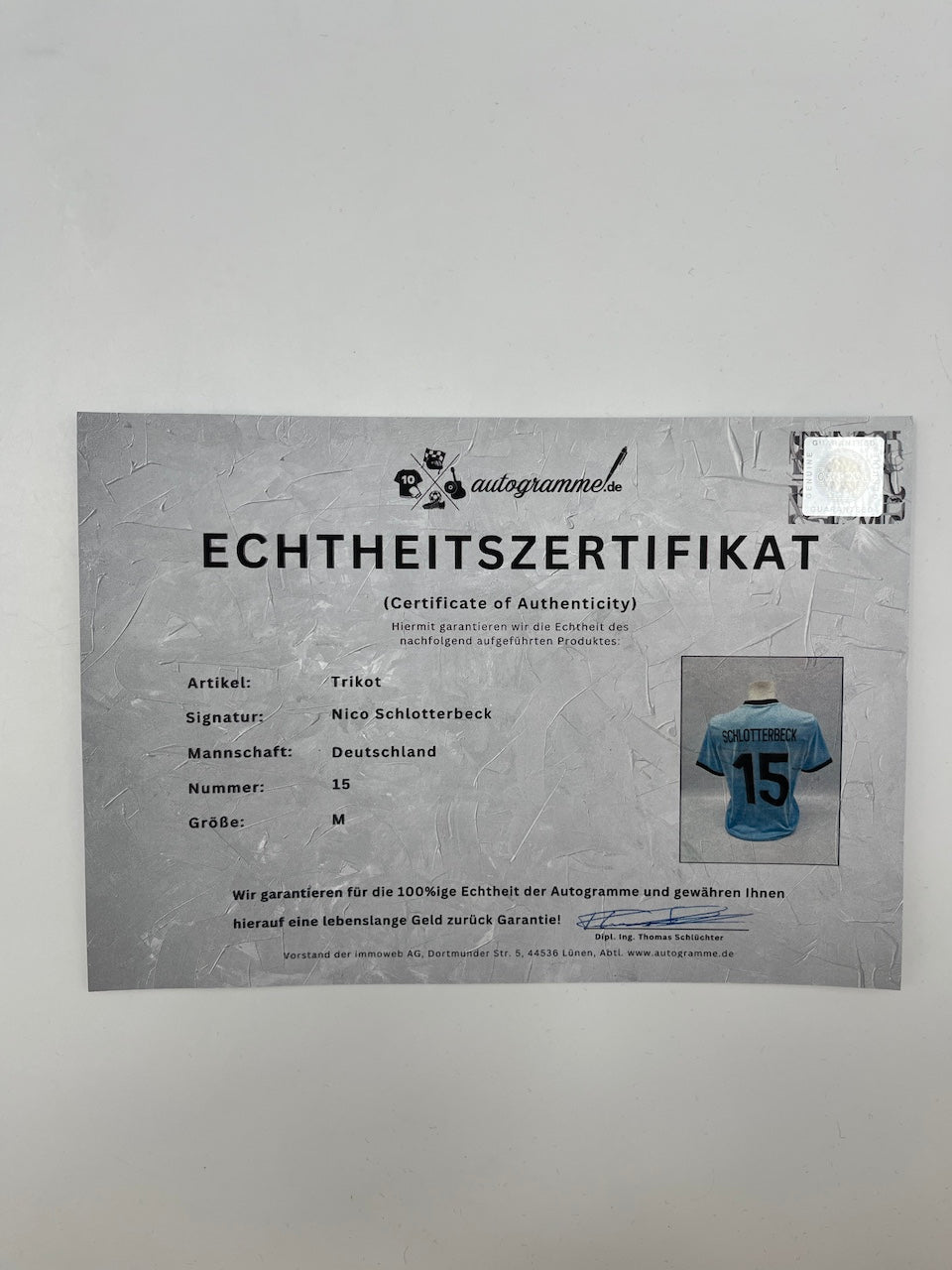 DFB Trikot Nico Schlotterbeck signiert Autogramm Adidas COA M