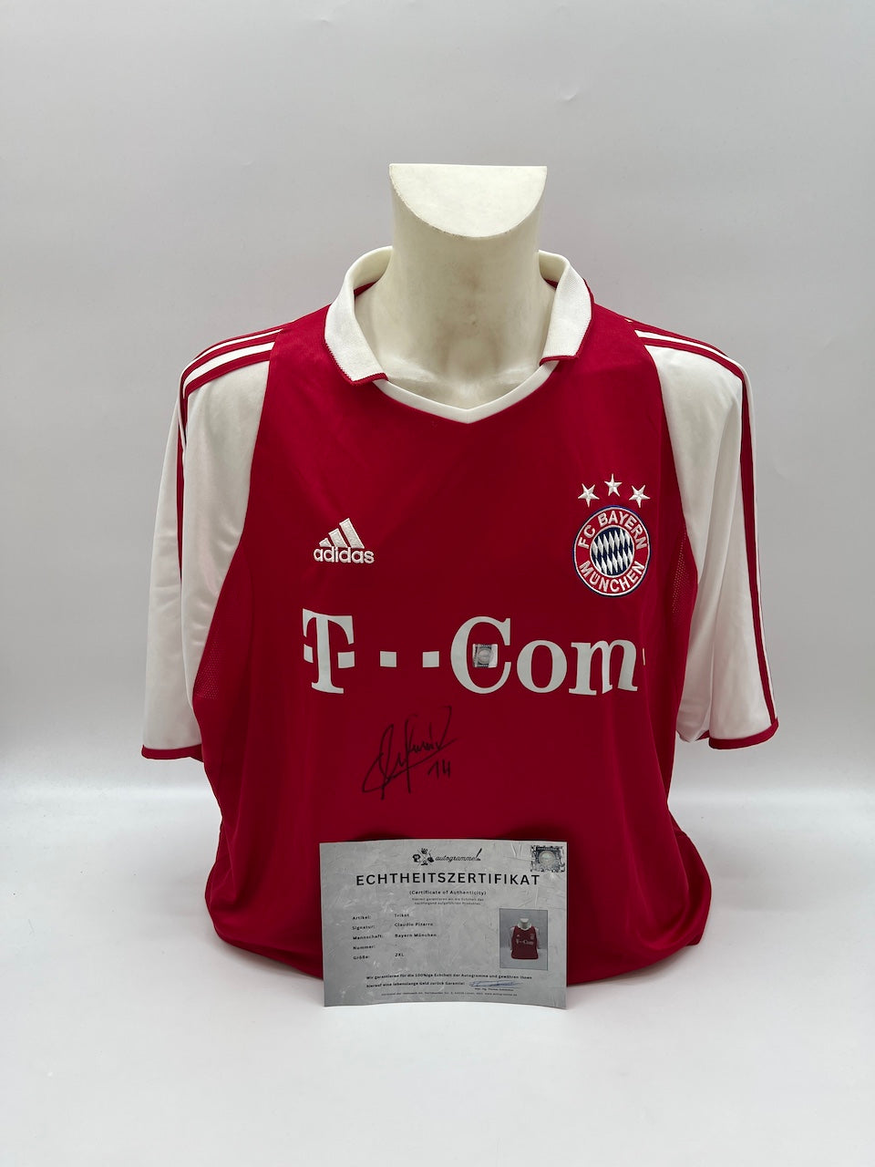Camiseta del Bayern de Múnich con autógrafo de Claudio Pizarro, certificado de autenticidad de Adidas, talla 2XL