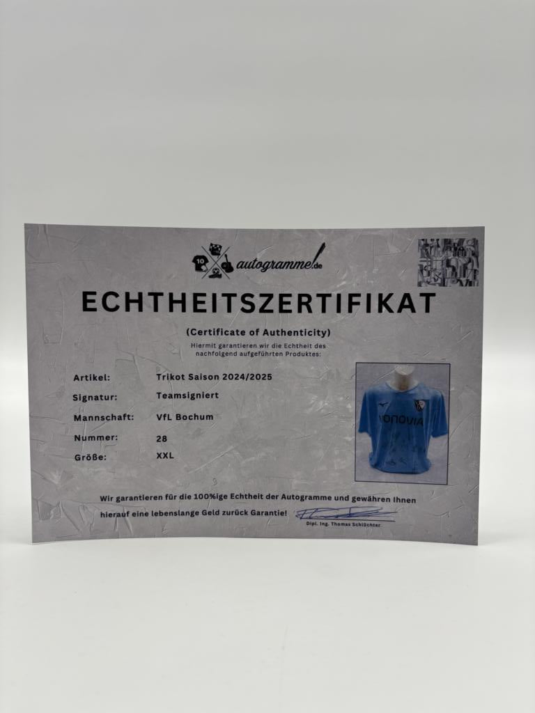VfL Bochum Trikot 2024/2025 team signed Bundesliga Coa Mizuno XXL