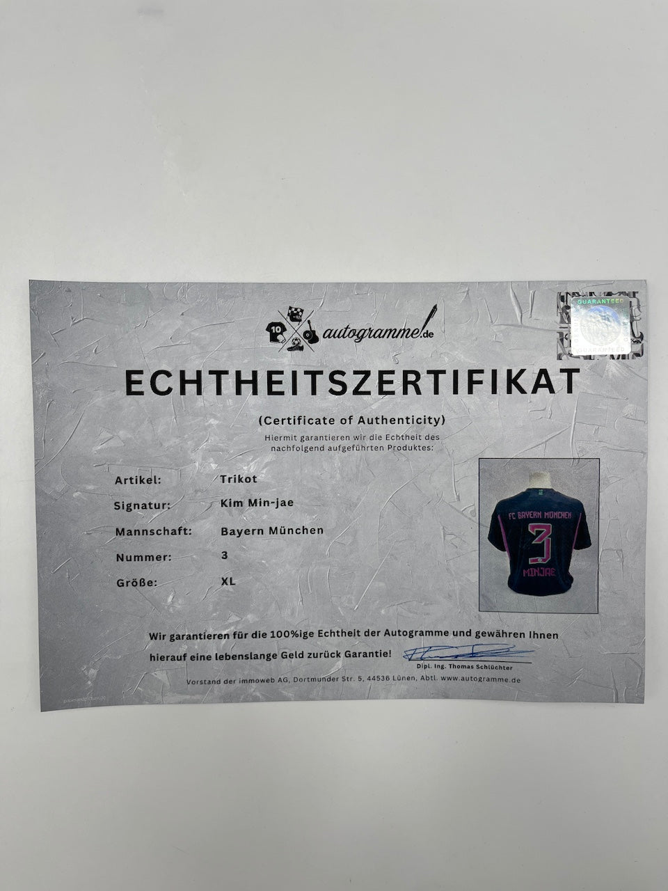 Bayern München Trikot Kim Minjae signiert Autogramm Adidas COA XL