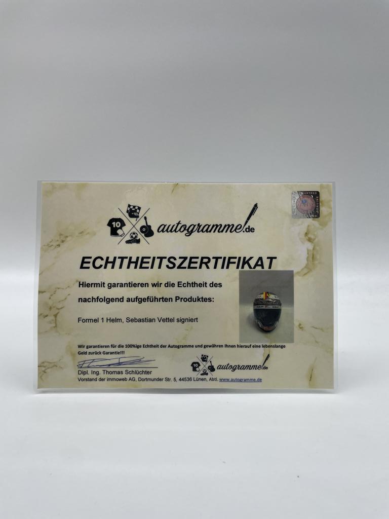 Sebastian Vettel Formula 1 helmet signed autograph of autograph COA 1: 1