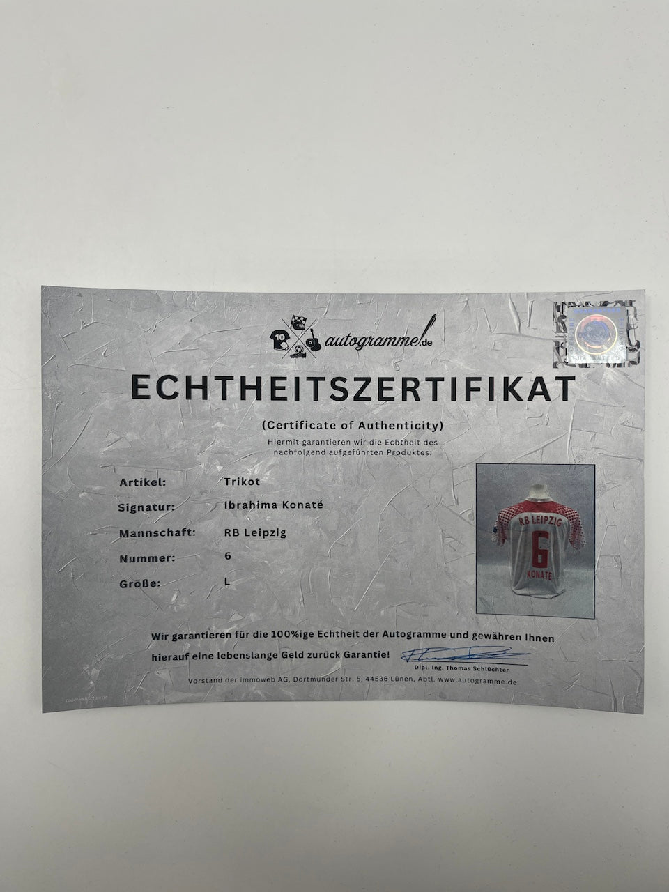 RB Leipzig Trikot Ibrahima Konate signiert Autogramm Nike COA L