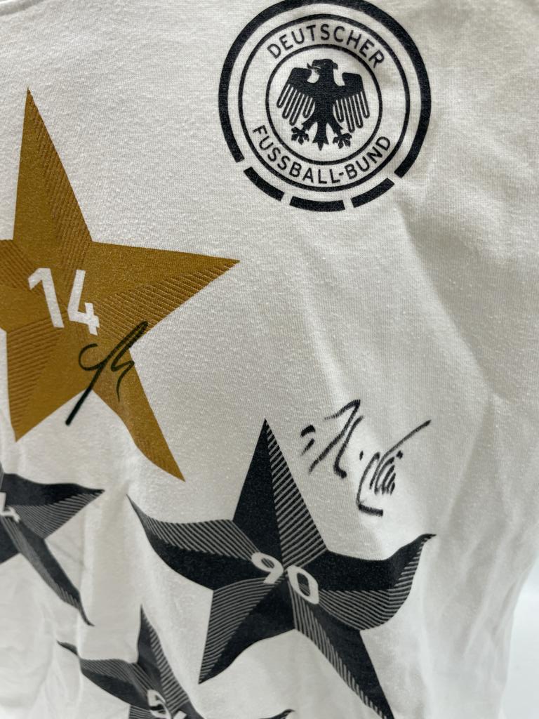 DFB Shirt Völler, Götze und Breitner signiert Adidas COA Autogramm M/L