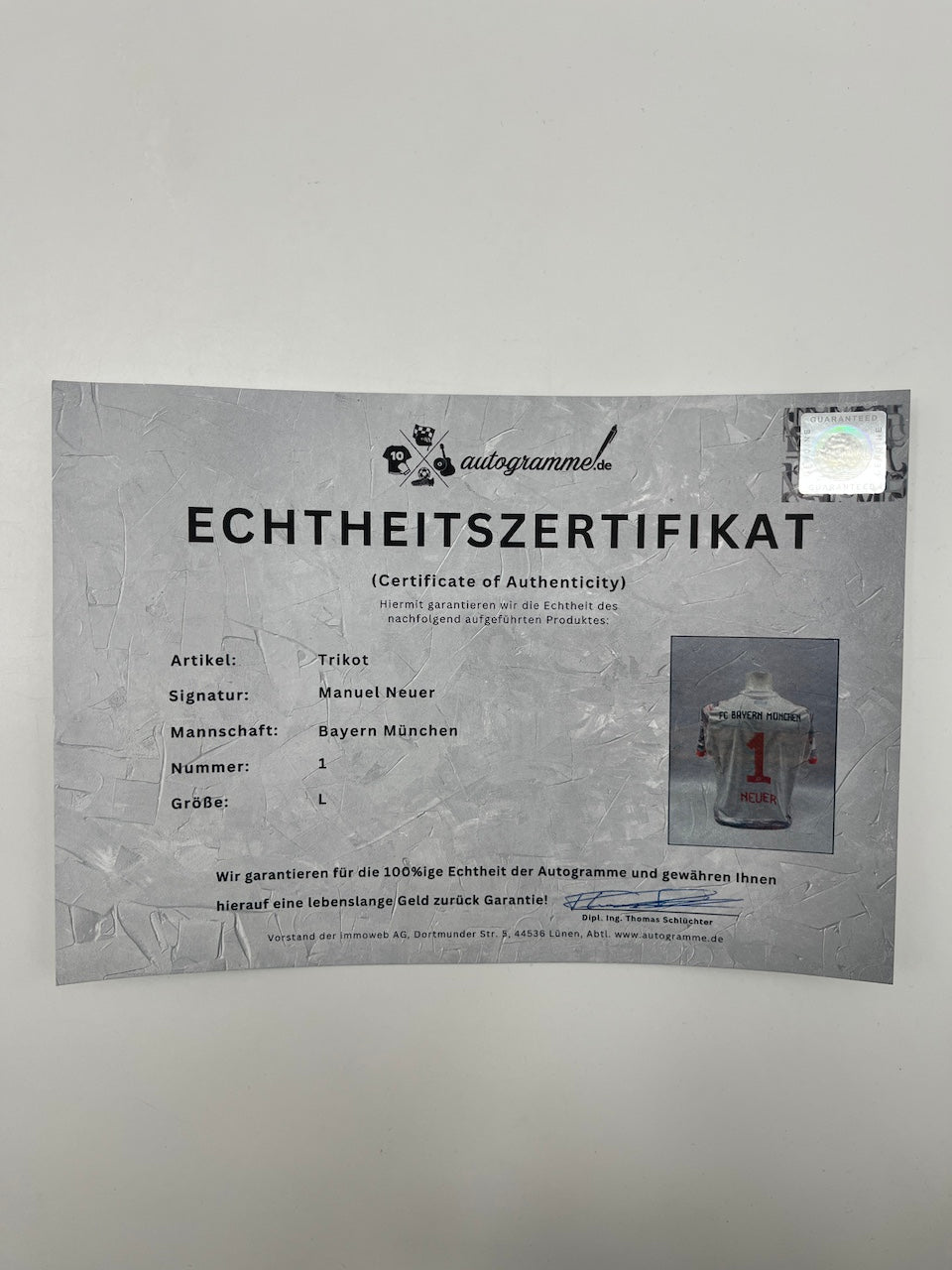 Bayern München Trikot Manuel Neuer signiert Autogramm Adidas COA L