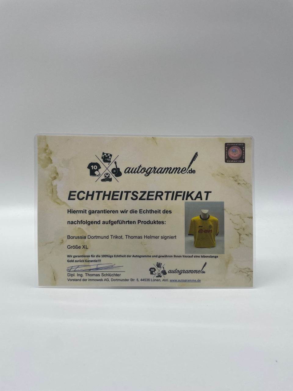 Borussia Dortmund jersey Thomas Helmer signed BVB autograph Goool XL