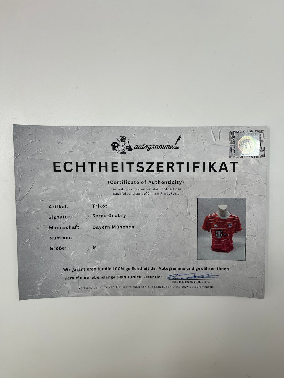 Bayern München Trikot Serge Gnabry signiert Autogramm Adidas COA M