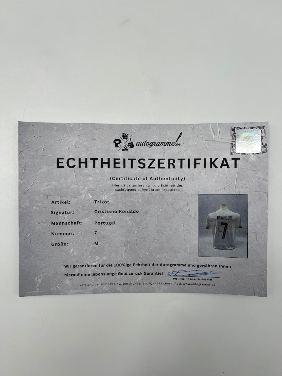 Portugal Trikot Cristiano Ronaldo signiert Autogramm COA Fußball M