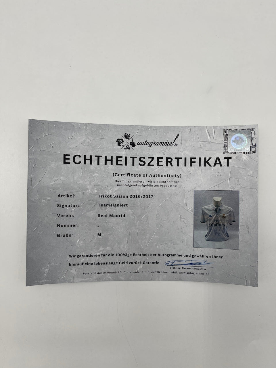 Real Madrid Trikot 2016/2017 Teamsigniert La Liga Autogramm Adidas M
