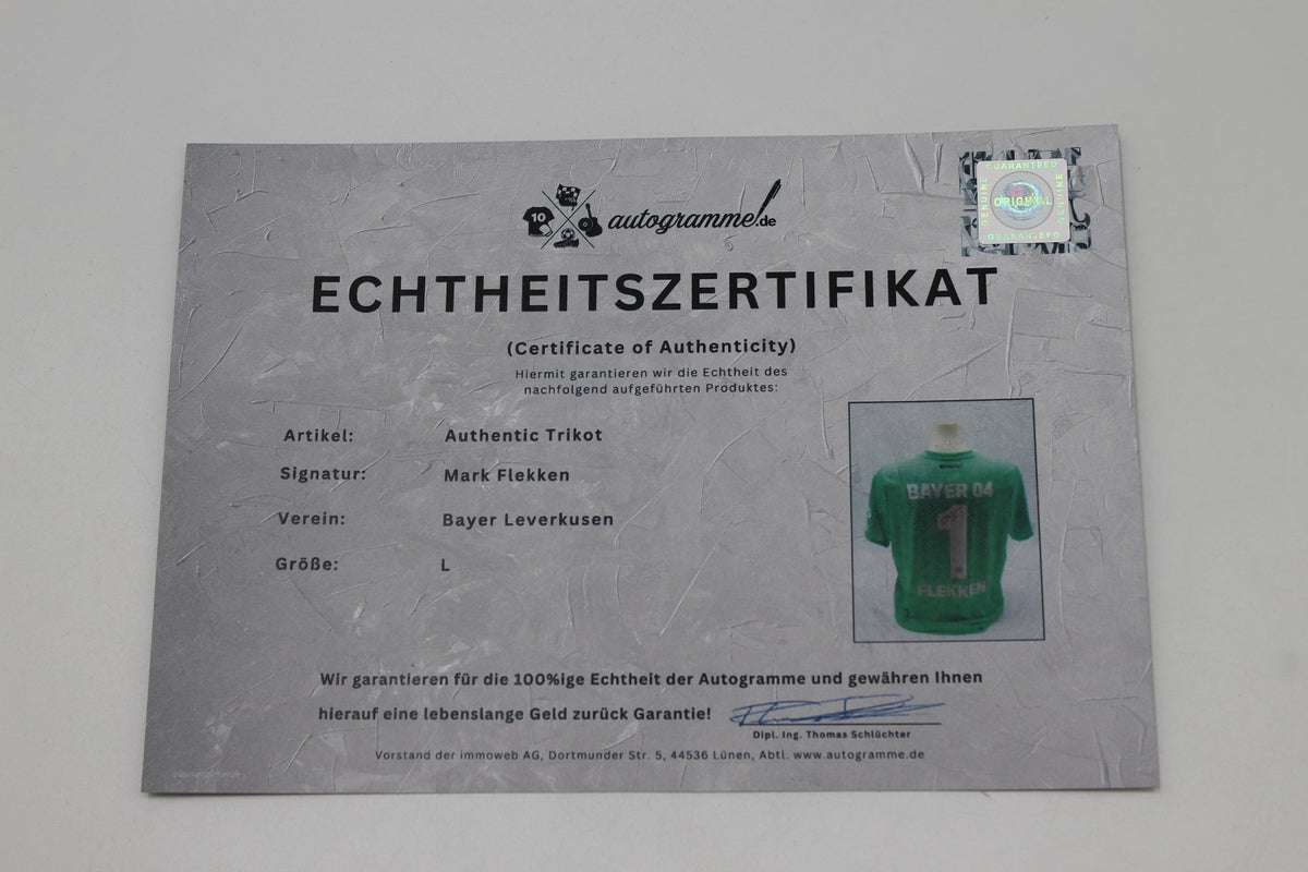 Bayer Leverkusen Authentic Trikot Mark Flekken signiert New Balance COA neu L