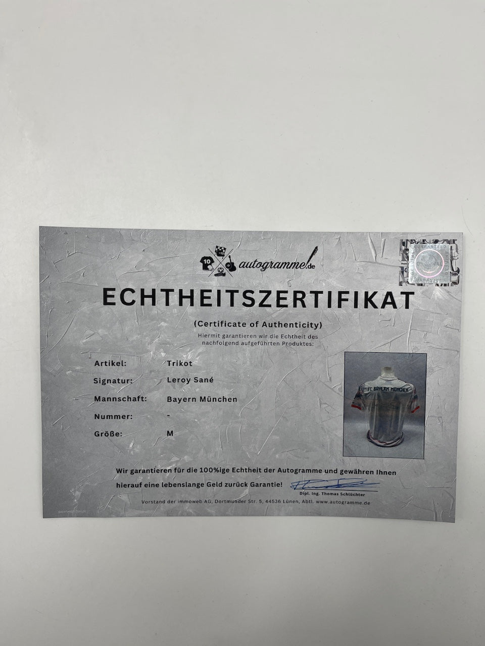Bayern München Trikot Leroy Sane signiert Autogramm Adidas COA M