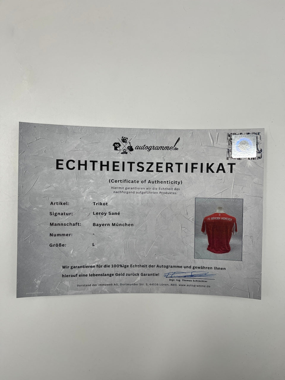Bayern München Trikot Leroy Sane signiert Autogramm Adidas COA L