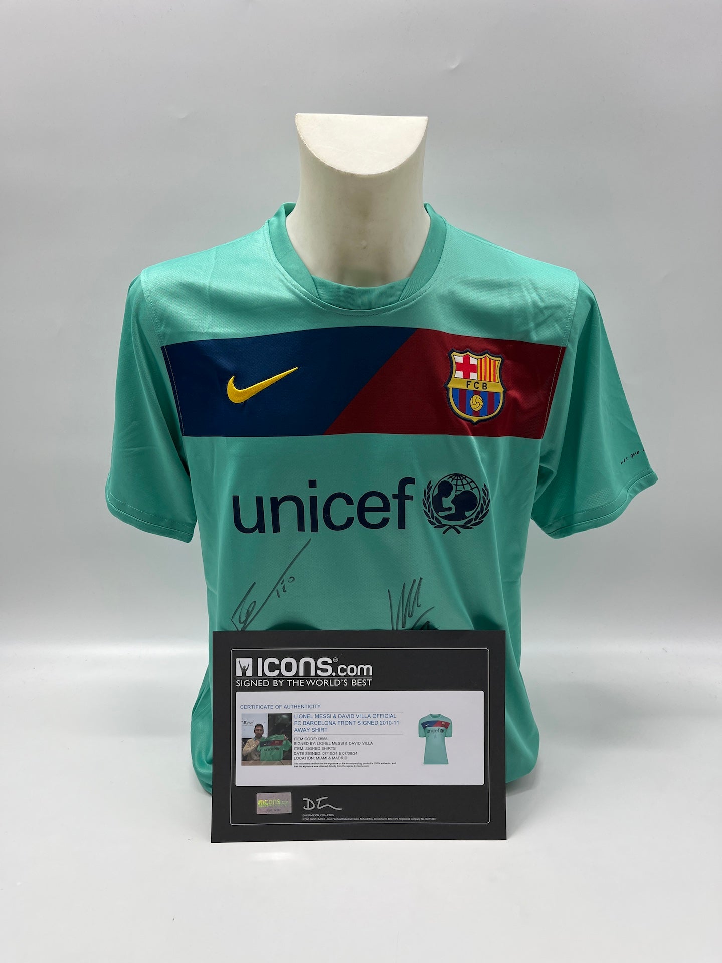 FC Barcelona Trikot Lionel Messi & David Villa signiert Autogramm Nike COA L