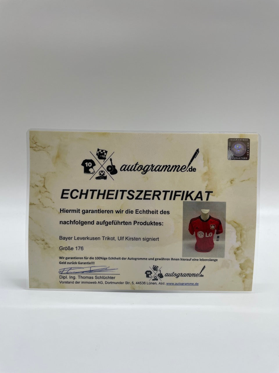 Bayer Leverkusen jersey Ulf Kirsten signed autograph coa adidas 176